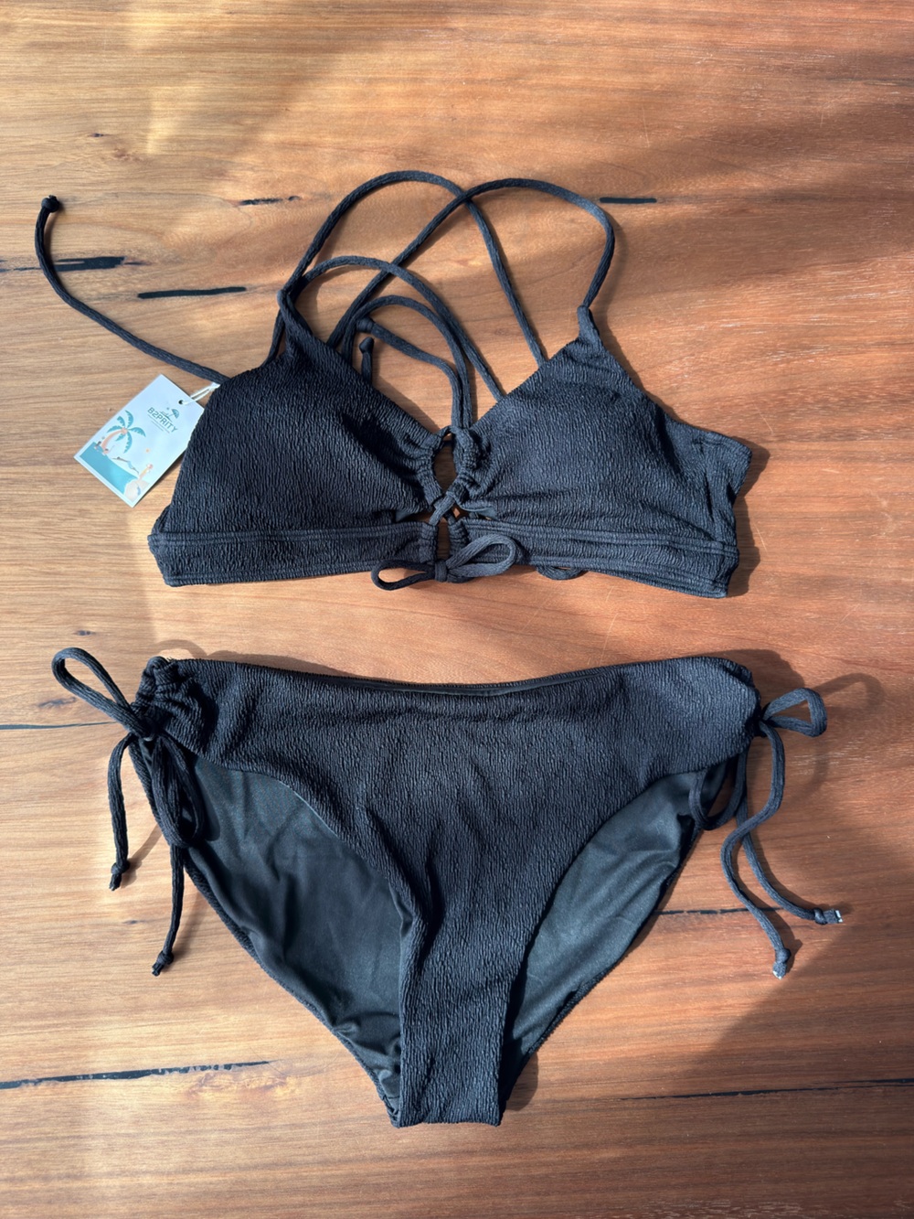NWT Black Scrunch Adjustable Bikini